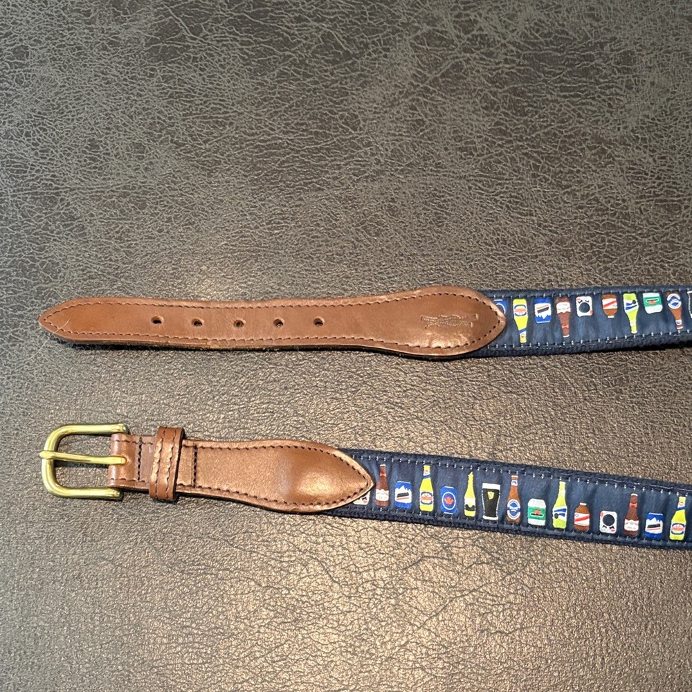 Brown Leather Belt with Beer Pattern